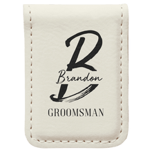 Load image into Gallery viewer, White 1 3/4" x 2 1/2" Laserable Leatherette Money Clip
