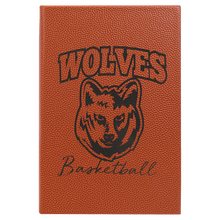 Load image into Gallery viewer, Basketball 5 1/4" x 8 1/4" Laserable Leatherette Journal with Lined Notepad
