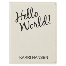 Load image into Gallery viewer, White 4 1/4" x 5 1/2" Laserable Leatherette Passport Holder
