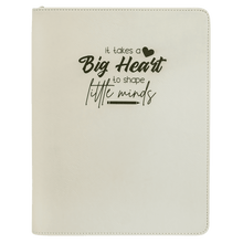 Load image into Gallery viewer, White 9 1/2" x 12" w/ Zipper Laserable Leatherette Portfolio with Notepad
