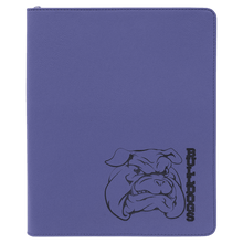 Load image into Gallery viewer, Purple 9 1/2" x 12" w/ Zipper Laserable Leatherette Portfolio with Notepad

