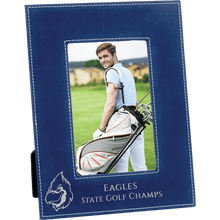 Load image into Gallery viewer, Blue/Silver 4" x 6" Laserable Leatherette Photo Frame
