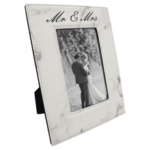 Load image into Gallery viewer, White Marble 4" x 6" Laserable Leatherette Photo Frame
