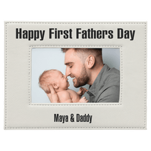 Load image into Gallery viewer, White/Black 4" x 6" Laserable Leatherette Photo Frame
