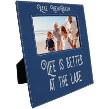 Load image into Gallery viewer, Blue/Silver 4" x 6" Leatherette Photo Frame with 4 1/4" x 7 7/8" Engraving Area
