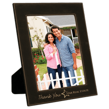 Load image into Gallery viewer, Black/Gold 8" x 10" Laserable Leatherette Photo Frame
