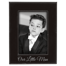 Load image into Gallery viewer, Black/Silver 4" x 6" Laserable Leatherette Photo Frame

