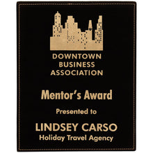 Load image into Gallery viewer, Black/Gold 8" x 10" Laserable Leatherette Plaque
