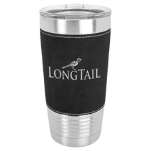 Load image into Gallery viewer, Black/Silver Laserable Leatherette Tumbler with Clear Polar Camel 20 oz. Lid
