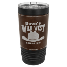 Load image into Gallery viewer, Black with Rustic Polar Camel 20 oz. Leatherette Tumbler with Slider Lid
