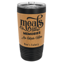 Load image into Gallery viewer, Black with Bamboo Polar Camel 20 oz. Leatherette Tumbler with Slider Lid
