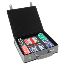Load image into Gallery viewer, Gray/Black Laserable Leatherette 100 Chip Poker Set
