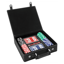 Load image into Gallery viewer, Black/Silver Laserable Leatherette 100 Chip Poker Set
