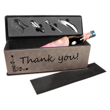 Load image into Gallery viewer, Gray Laserable Leatherette Single Wine Box with Tools
