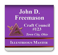 Load image into Gallery viewer, 3x3 Folded Pocket Badge with Slide Insert and Cast Emblem
