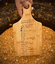 Load image into Gallery viewer, Personalized cutting board, handwriting, handwritten recipe, cutting board, recipe cutting board, engraved handwriting, recipe cutting board

