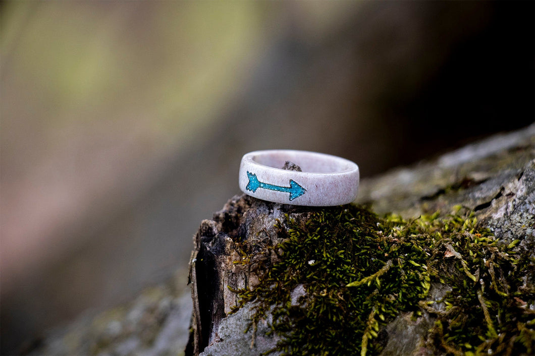 ANTLER ARROW RING  •  turquoise arrow inlay - Whitetail Antler Ring