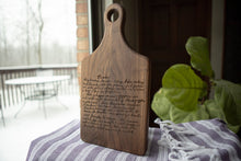 Load image into Gallery viewer, Personalized cutting board, handwriting, handwritten recipe, cutting board, recipe cutting board, engraved handwriting, recipe cutting board
