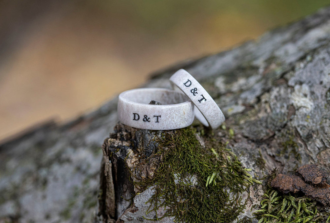 Antler Ring with Custom Engraving - Whitetail Deer Shed Antler - Personalized Antler Ring
